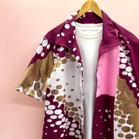 メンズ3L】大島紬シルク100%KIMONOオープンカラーシャツ半袖 鉄藍