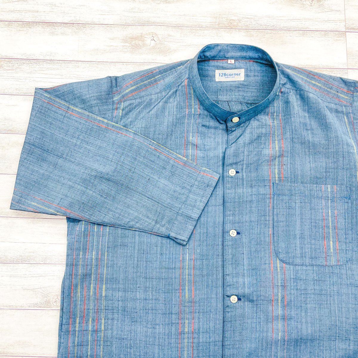 LOEFF コットンシルク ボックス スタンドカラーシャツ シャツワンピース 青 LOEFF（ロエフ）の「＜LOEFF（ロエフ）＞ コットンシルク
