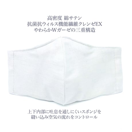 【大人サイズ】めがね専用　曇りにくい抗菌抗ウィルス機能洗える布立体マスク 　花粉対策ver.