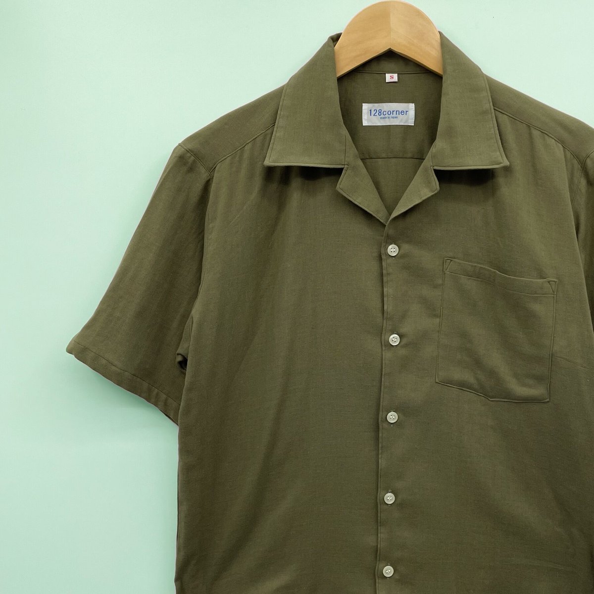 やわらかWガーゼ手仕立てシャツ半袖 オリーブグリーン 【男女兼用