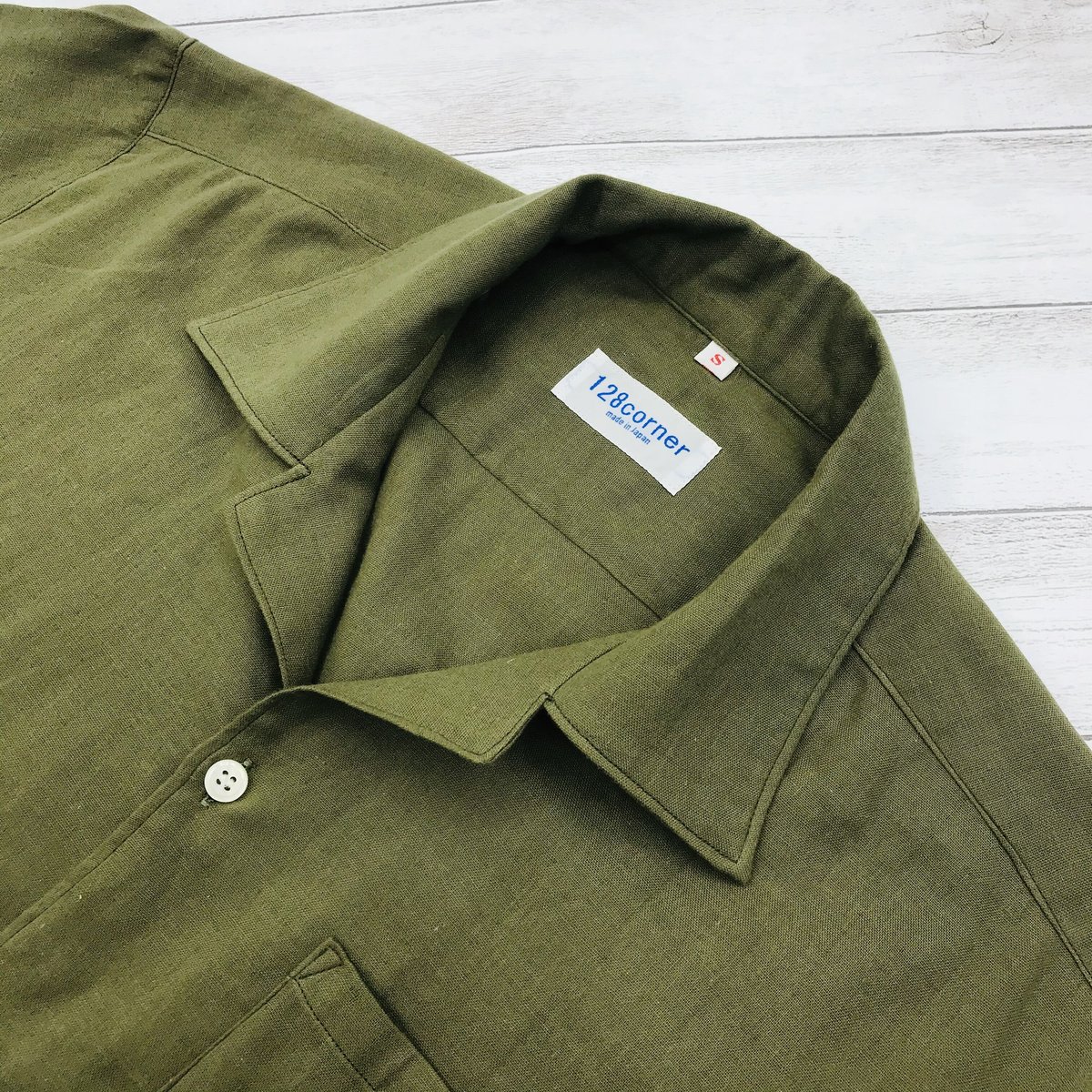 やわらかWガーゼ手仕立てシャツ半袖 オリーブグリーン 【男女兼用