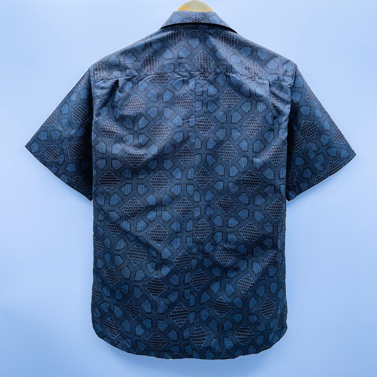 メンズL】大島紬オープンカラーシャツ半袖 紺藍紋 | 128corner