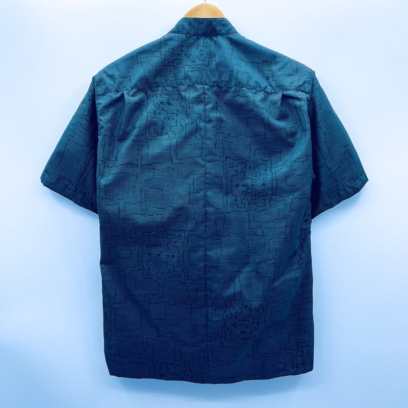 メンズL】大島紬スタンドカラーシャツ半袖 深藍景 | 128corner