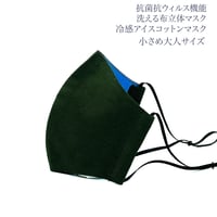 【小さめ大人サイズ】冷感アイスコットン　抗菌抗ウィルス機能洗える布立体マスク 　クロムグリーン＆桔梗色