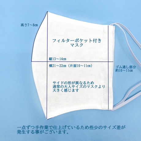 【大人サイズ】フィルターポケット付き　抗菌抗ウィルス機能洗える布立体マスク