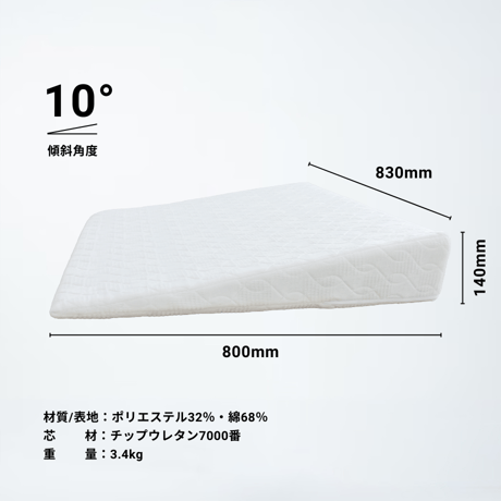 「ラクーイ10度」背上げマット　逆流性食道炎・胃全摘術後などに　 安心の日本製！