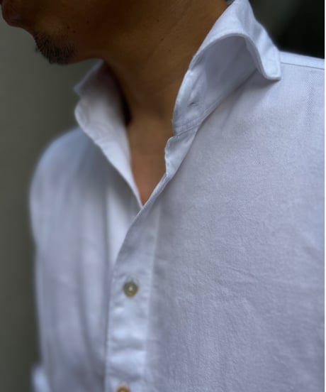 finamore "SERGIO"cotton shirt white herringbone