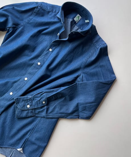 finamore chambray shirt blue | OYSTER ONLINE STORE