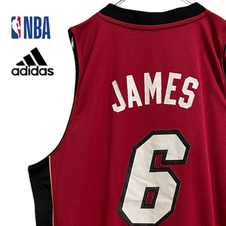 (③)TBK269ね@ adidas NBA MIAMI JAMES レブロン ゲームシャツ バスケ メンズL