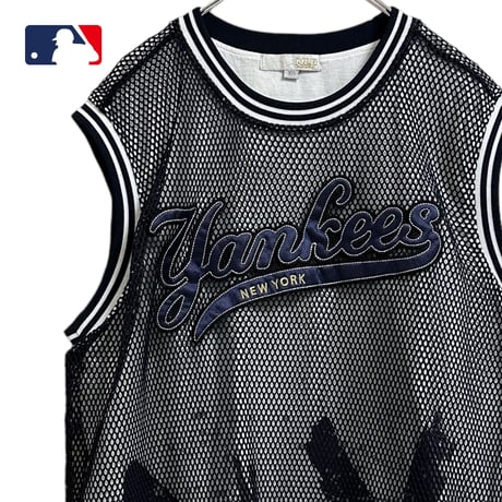 (K)TBK455@ MLB YANKEES メッシュシャツ ゲームシャツ メンズXL