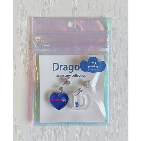 ドラゴンズグッズ　ピアス　種類：D009-BL/WH