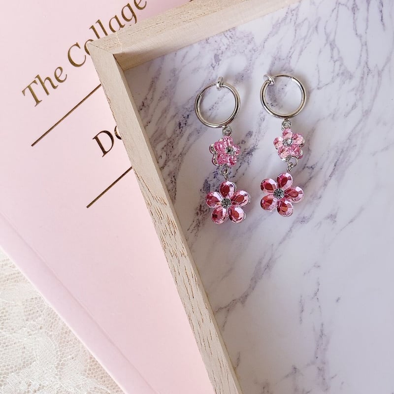 完売】イヤリング 347 フラワー：ピンク | c.i.f