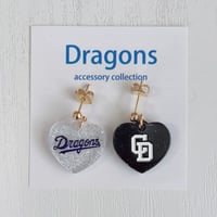 ドラゴンズグッズ　ラメピアス　種類：D028-ハートロゴCL/BK