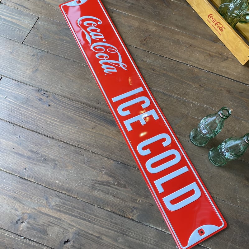 Coca-Cola Embossed metal sign COKE ICE COLD 91c