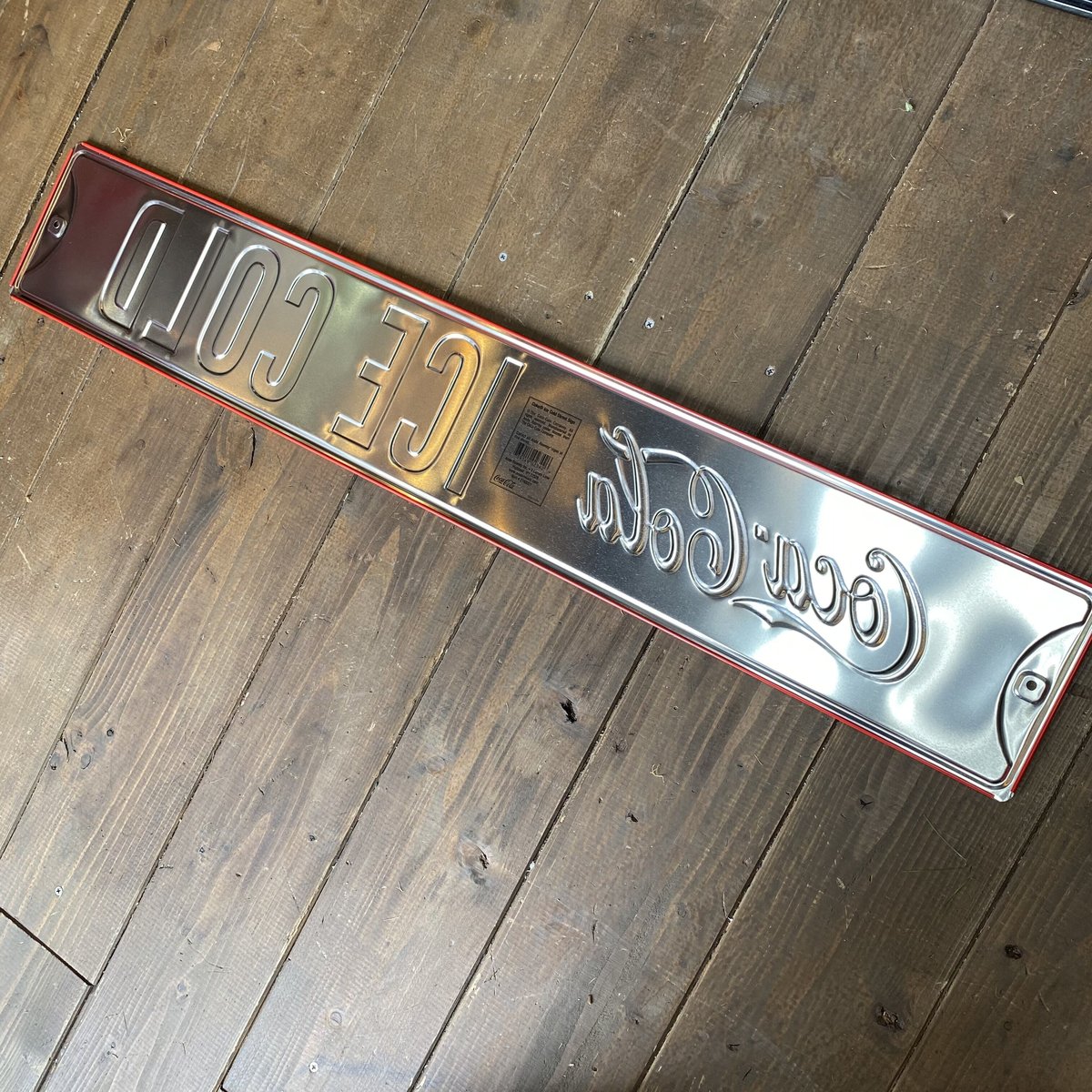 Coca-Cola Embossed metal sign COKE ICE COLD 91c