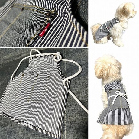 【ポストイン配達】OKAYAMA DENIM DOG APRON hickorystripe  岡山デニムヒッコリーストライプドッグエプロン[500H0359］