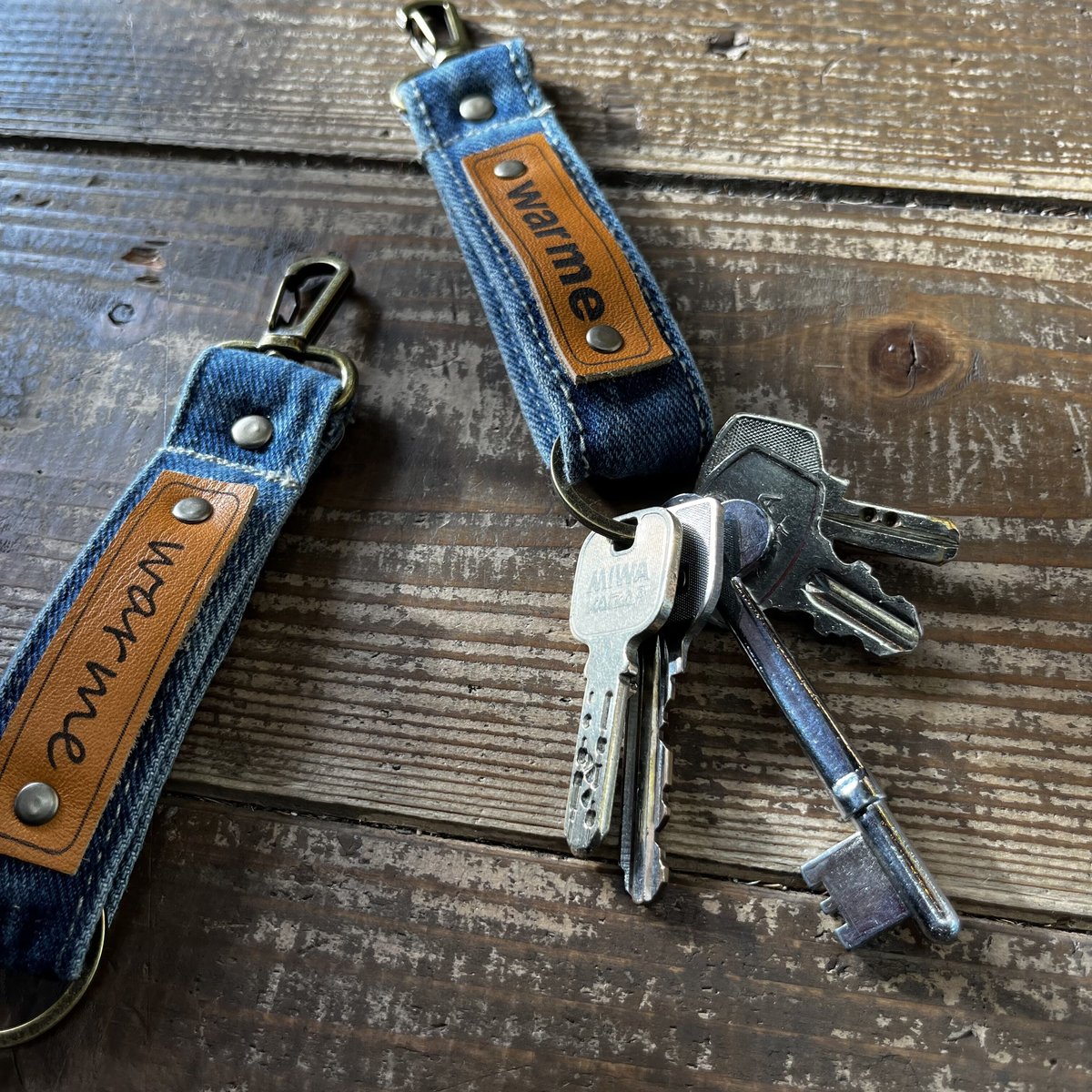 ポストイン配達】warme original デニムリメイクキーチェーン【no