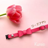 猫首輪　リボン　フレンチレザー　本革