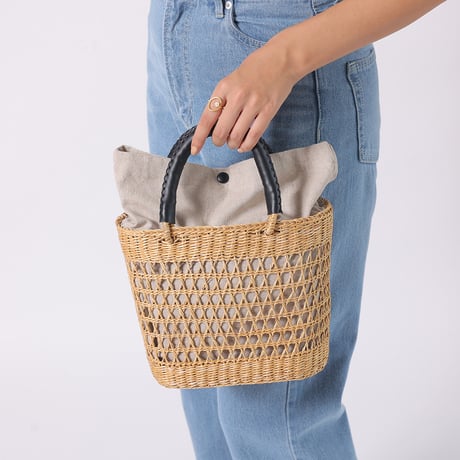 TAPERED mini BAG / 涼しげなシーグラスのテーパード ミニトート