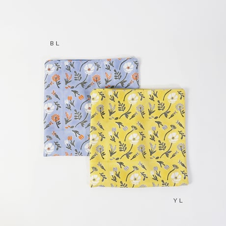 Flower cushion cover / 綺麗な色の配色をブロックプリントで彩られた美しい花々が魅力のクッションカバー / 幅45×45cm / shesay