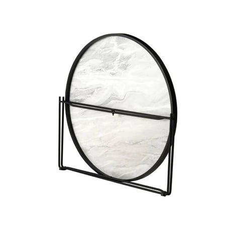 ＲＯＵＮＤ ＴＡＢＬＥ / シックな大理石調のラウンドトレイテーブル / S , Lサイズ /  Lサイズ : W73×D73×H38cm