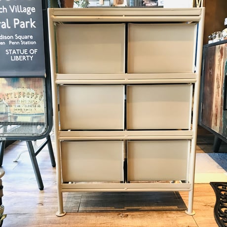 ドロワーチェスト / IRON CHEST  / BEIGE , GRAY , BLACK / 6杯 インダストリアル  スチールチェスト リビング収納