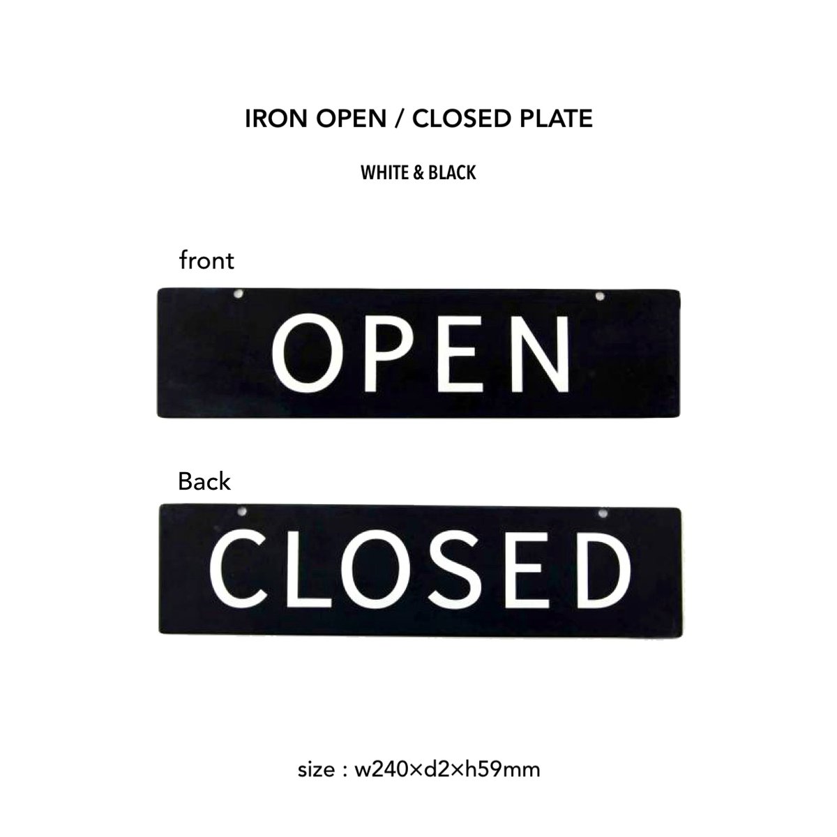 IRON OPEN / CLOSED PLATE / 約w240×d2×h59mm / HOL