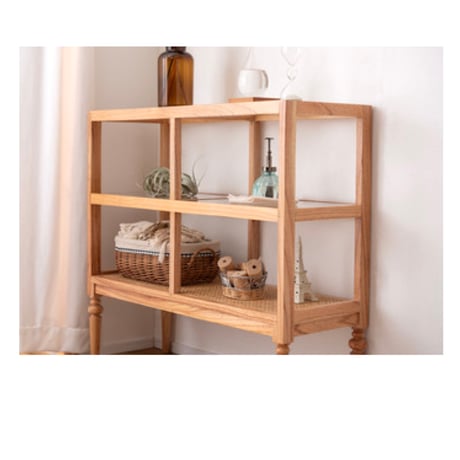 Natural × Classical SHELF / ナチュラルクラシカルな収納棚 / SIDE TABLE / 収納棚 / ガラス天板 / サイズ : W80×D30×H75cm