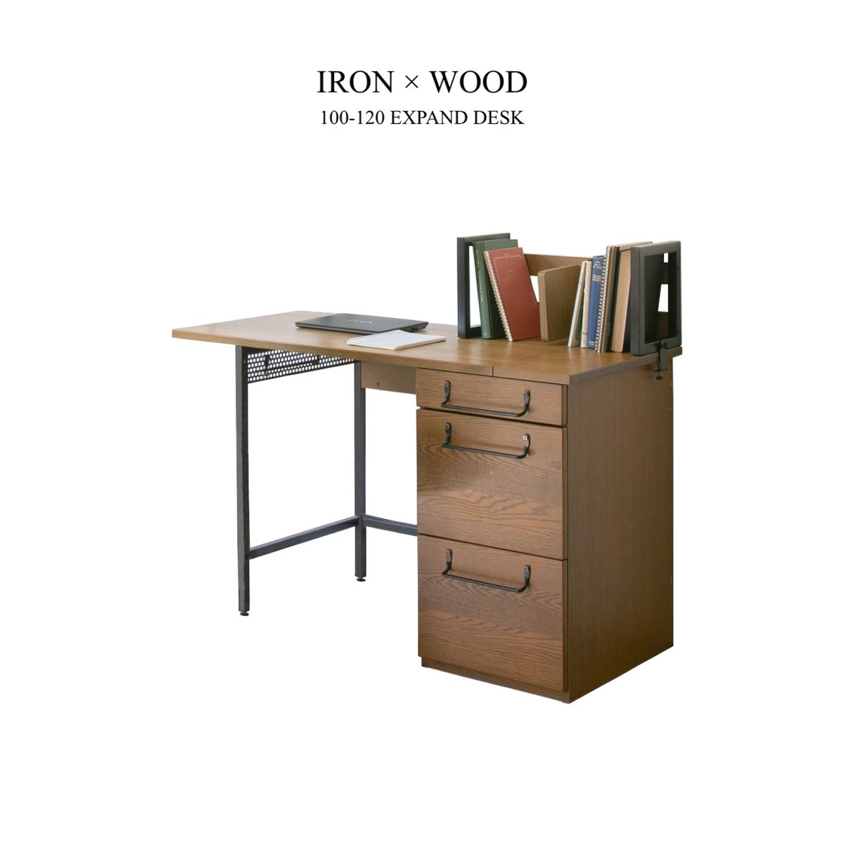 IRON × WOOD DESK / アイアンとオーク突板のコラボデスク / 幅100cm→