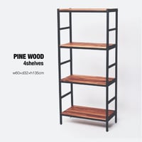 PINE WOOD RACK 4段 / BR / オープンシェルフ / 収納棚 / ラック / 天然木 / サイズ w60×d32×h135cm