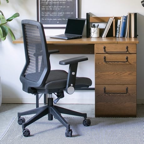 IRON × WOOD DESK / アイアンとオーク突板のコラボデスク /  幅100cm→120cm 伸長式デスク / ヴィンテージ テイスト