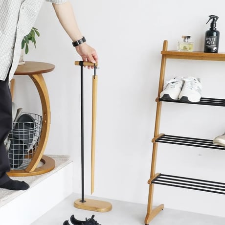 Shoehorn wood × steel / さりげないデザイン性のある上質なシューホーン / スタンド付き