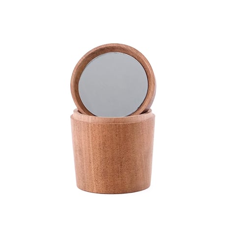 WOOD CASE with mirror / 収納も身支度もできる ミラー付きの可愛い木の小物入れ