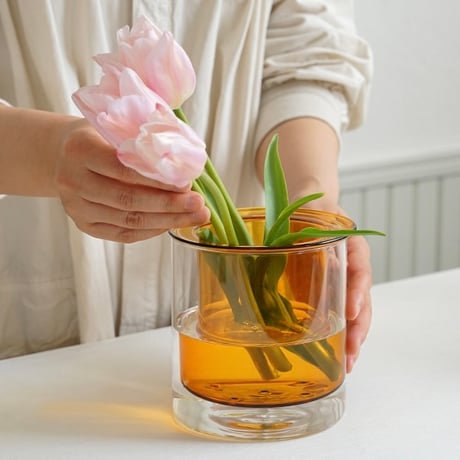 GLASS PLANTER by pino / Clear , Gray , Amber / ガラスベース / フラワーベース / ガラスプランター
