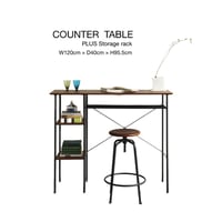 ウォールナット天板と棚が付いた120cm幅のおしゃれな カウンターテーブル / anthem Counter Table / ビンテージ / ソフトインダストリアル