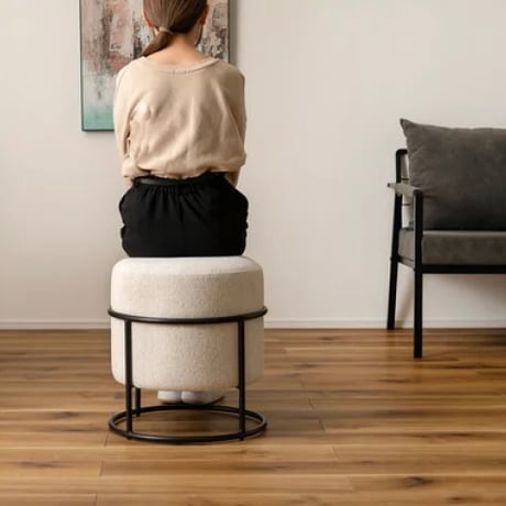 STACKING FABRIC STOOL / インテリアのアクセントになるおしゃれなファブリックスツール / ivory , gray