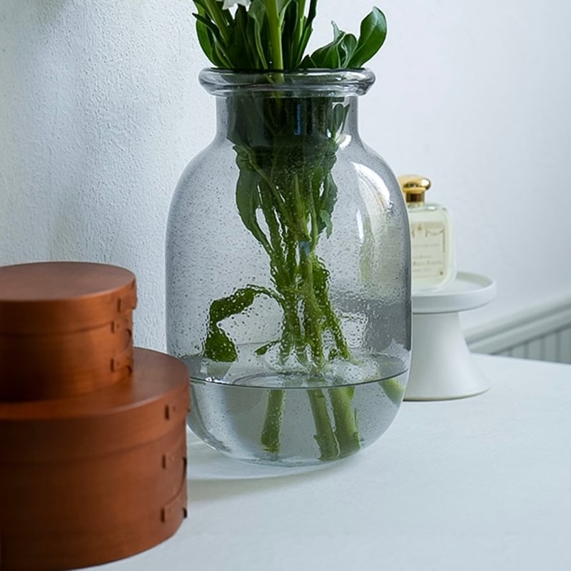 BUBBLE GRASS VASE / ガラスにランダムな気泡が入って