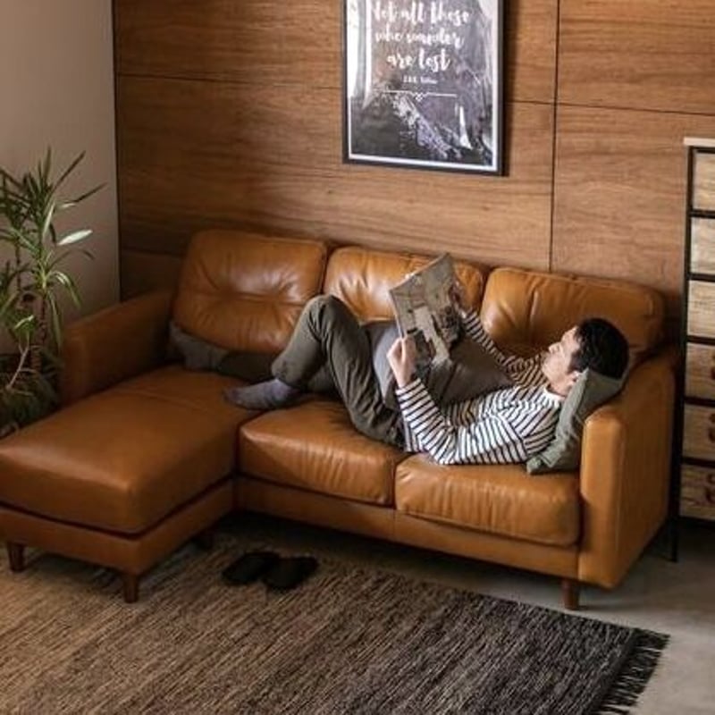 上質なオイルレザーの3人掛けソファ / MOCHA / 総革貼りレザーソファ