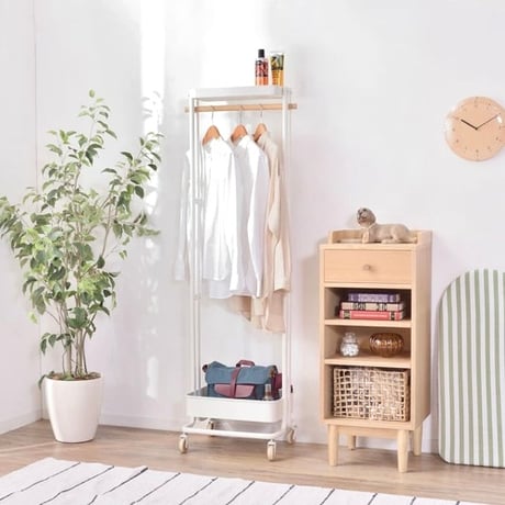HANGER + WAGON RACK / 北欧テイストの細部まで優しい丸いデザインのハンガー収納 / 北欧ナチュラル