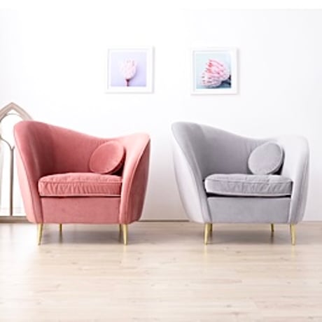 WAVE SOFA / 1人掛けソファ / 角のない緩やかなカーブラインが特徴的な包み込まれるような優しいフォルムが身体にフィットするフロアソファ / PINK , GRAY