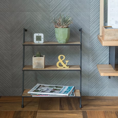 IRON + WOOD WALL shelf / アイアンのフレームで構成されたスタイリッシュな壁掛けシェルフ / 3段 , 5段 / ナチュラルモダン