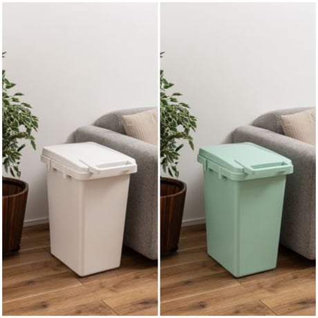 HANDLE DUST BOX / WHITE , BEIGE , GREEN / 暮らしに馴染やさしいニュアンスカラーと機能的なハンドル設計のダストボックス