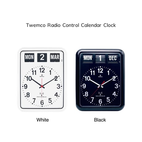 Twemco Radio Control Calendar Clock / トゥエンコラジオコントロールカレンダークロック / white , black /#RC-12A "Black"