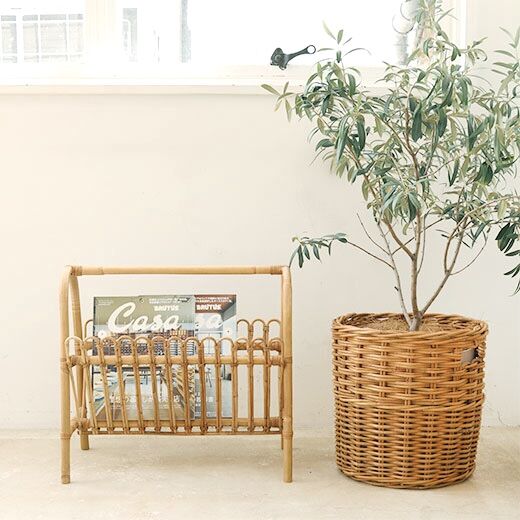 RATTAN MAGAZINE RACK / ラタンマガジンラック / 約W480×D27