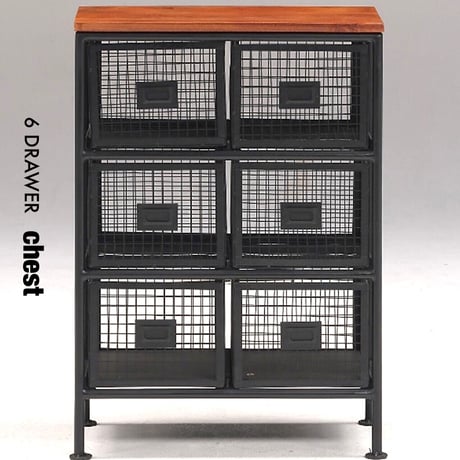 IRON×WOOD 無骨なアイアンチェスト / CHEST BLACK / 6杯 H800mm / リビング収納 / キッチン収納 / サイドテーブル
