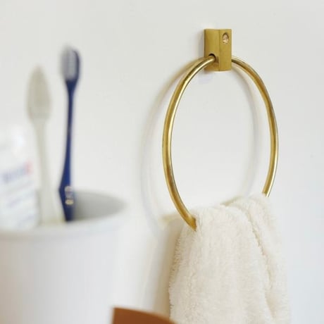 VOL TOWEL RING HOLDER / スタイリッシュでキュービックなハウスパーツ / IRON BLACK , BRASS / タオルリングホルダー アイアン