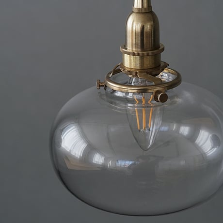 OVAL GRASS PENDANT LIGHT SET / ミニガラスシェード オーバル + 真鍮灯具 E17 シーリングカバー付き / コード長さ 60cm / clear , white