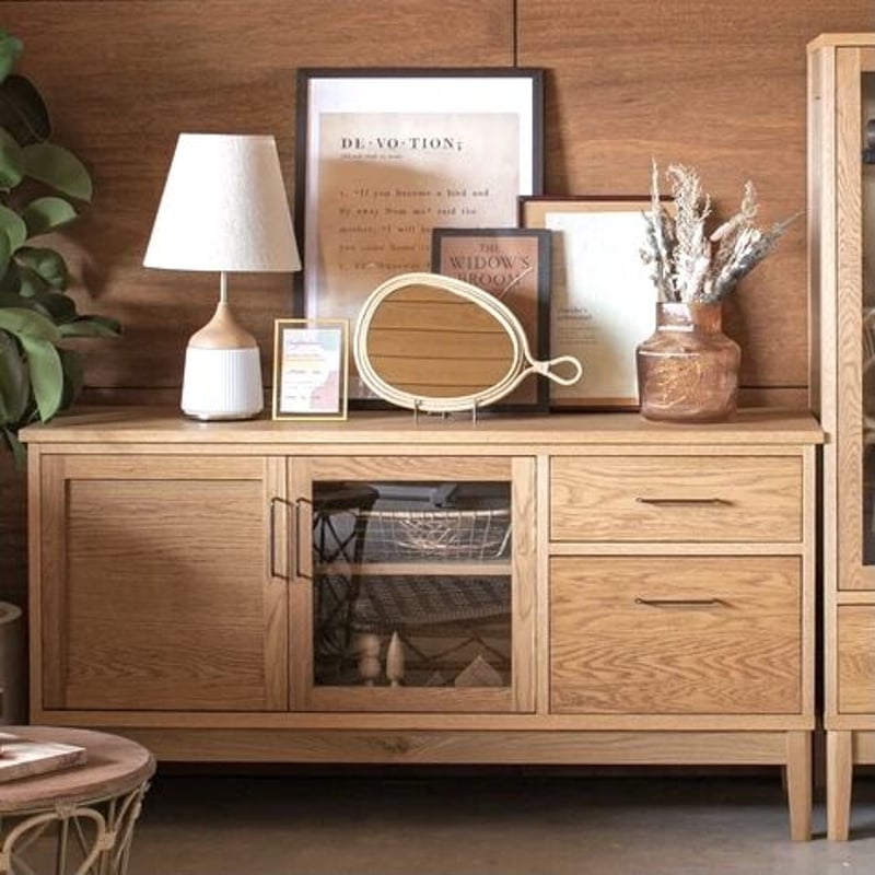 キャビネット　オーク材 風雅／FUUGA キャビネット W1200（ホワイトオーク）