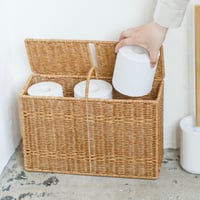 NATURAL HANDLE toilet paper BOX / かご編みのナチュラルなデザインの収納ボックス / ナチュラルスタイリング / トイレ収納
