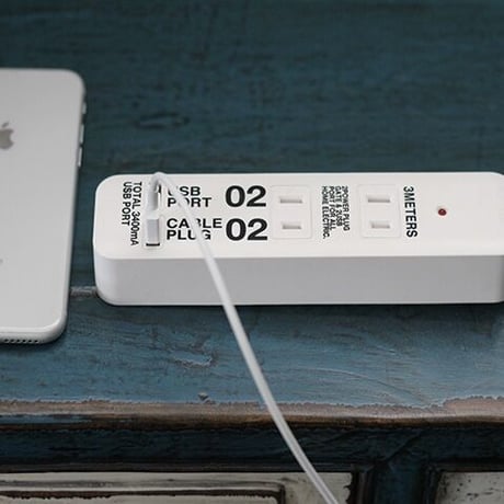 CABLE PLUG 02 + USB PORT 02 / ケーブルプラグ 4個口 / WHITE / BRID/ スマホ充電